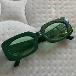 Green Tinted Plastic Glasses